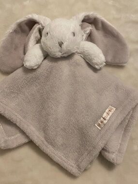 Blankets & Beyond Bunny Rabbit Grey White Plush Baby Security Blanket Lovey